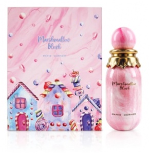 Marshmallow Blush 100ml EDP bottle, featuring strawberry, whipped cream, and vanilla in a unisex gourmand fragrance.