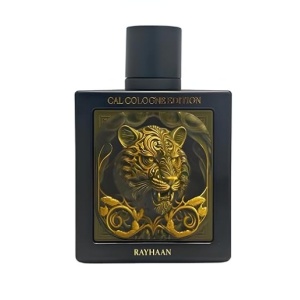 Rayhaan Tiger Cal Cologne Edition 100ml bottle, an extrait de parfum with 30% oil for a bold, luxurious fragrance.