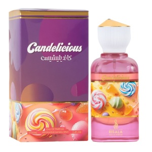 Candelicious by Risala – a 2025 floral fruity gourmand fragrance with strawberry, marshmallow, and vanilla. Sweet, creamy, dreamy perfume for women.
