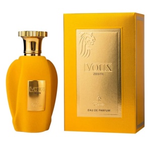 Voux Zeste by Paris Corner Eau de Parfum – citrus gourmand women’s fragrance with orange, vanilla, caramel, and musk.