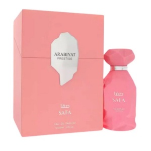 Safa by Arabiyat Prestige – unisex Eau de Parfum with red berries, magnolia, rose, ambergris, and vanilla in a 100ml luxury bottle.