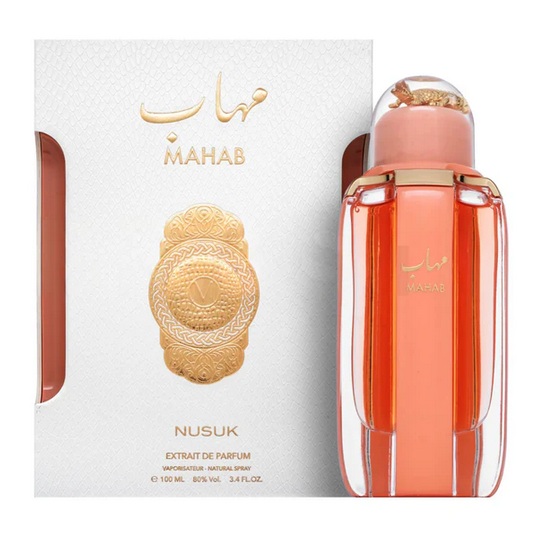 Nusuk Mahab Perfume 100ml Extrait de Parfum 01 Mahab by Nusuk unisex perfume featuring a luxurious floral oriental fragrance in an elegant bottle